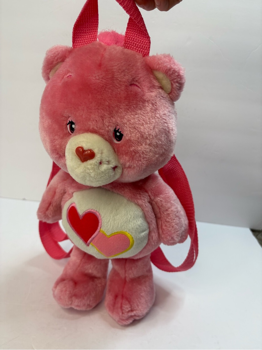 Vintage Care Bears Love-A-Lot Bear Plush Backpack 2003 Pink Hearts